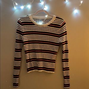 navy white pink and green striped ribbed shirt